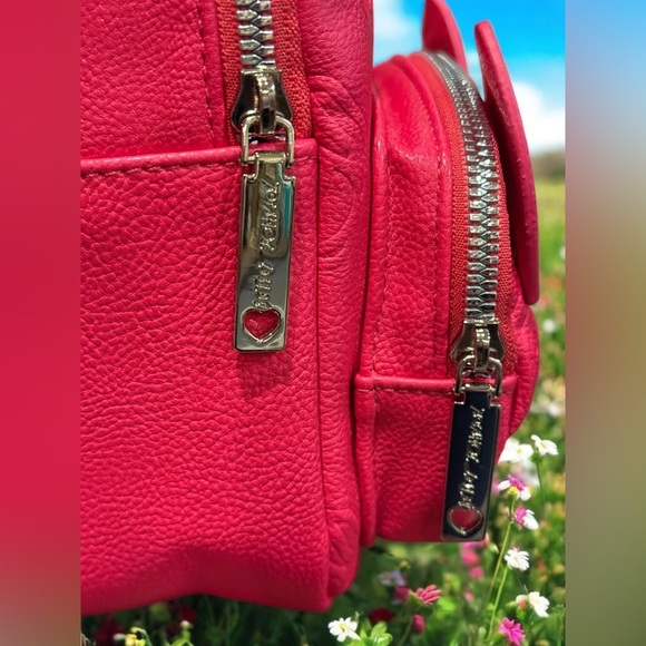 Betsey Johnson Hot Pink Mini Dog Floral Interior Backpack approx 9”x 6.5”x 3.5” - Picture 6 of 15